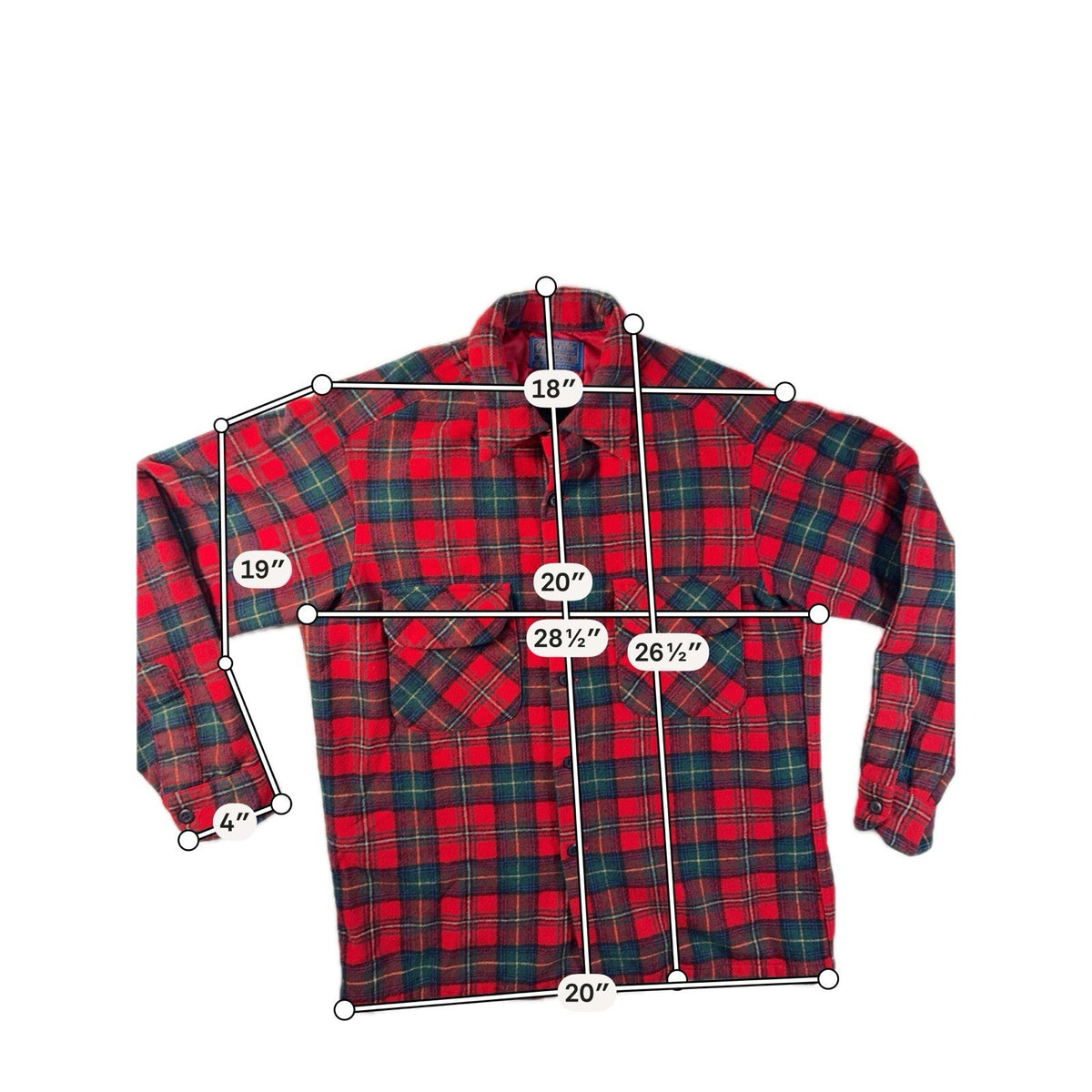 Men Pendleton 70's Check Flannel Plaid Shirt Red× Navy Wool Size M Pre Owned