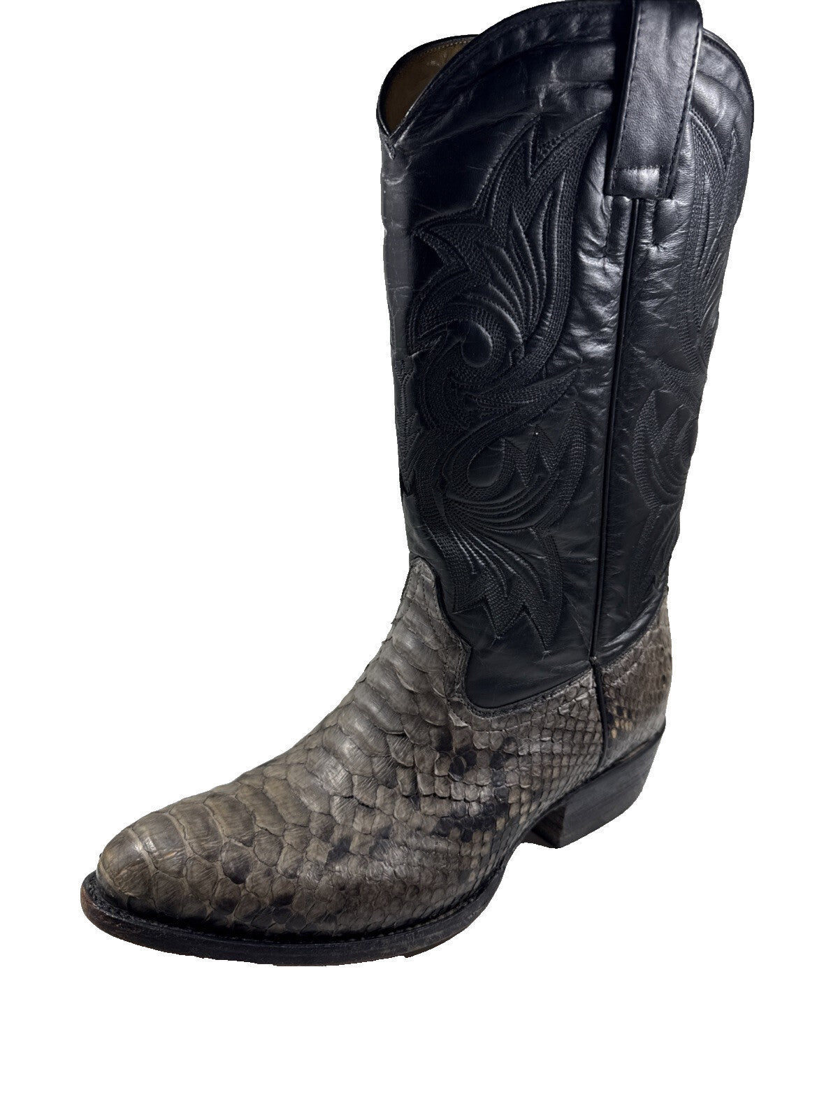 Vintage African Boot Co. White Gray Python Snakeskin Cowboy Boots Men's  SZ 8.5