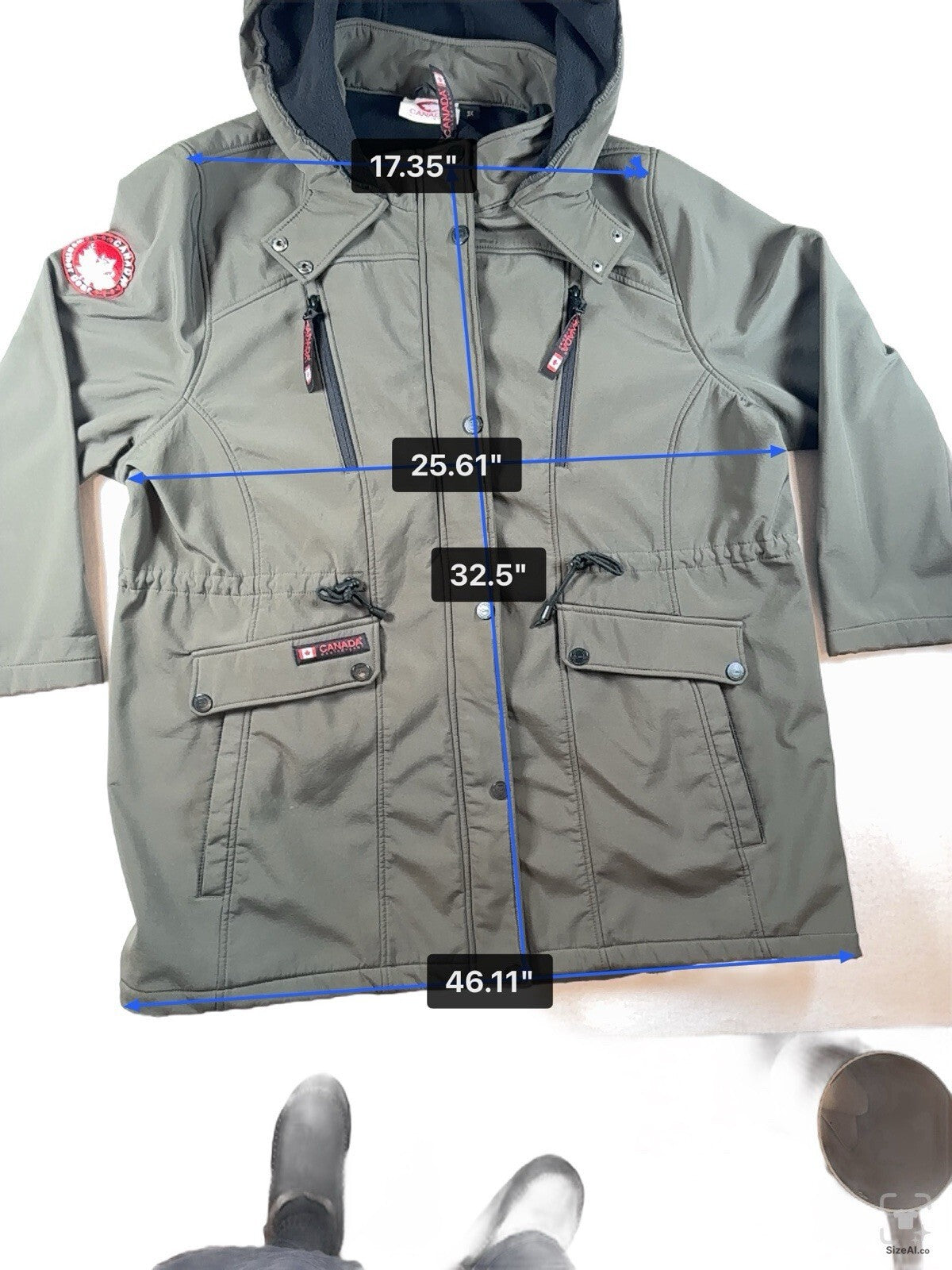 Canada Weatergear Men's Hooded Puffer Jacket Olive Size 3XL Pre Owned