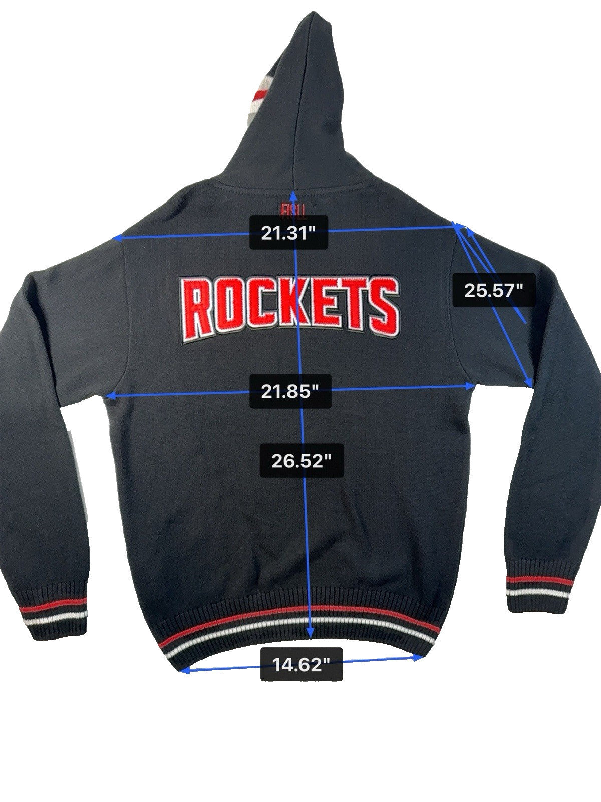 FISLL Mens NBA ROCKETS  Pull Over Sweater Black Knit Hoodie Size L New With Tag