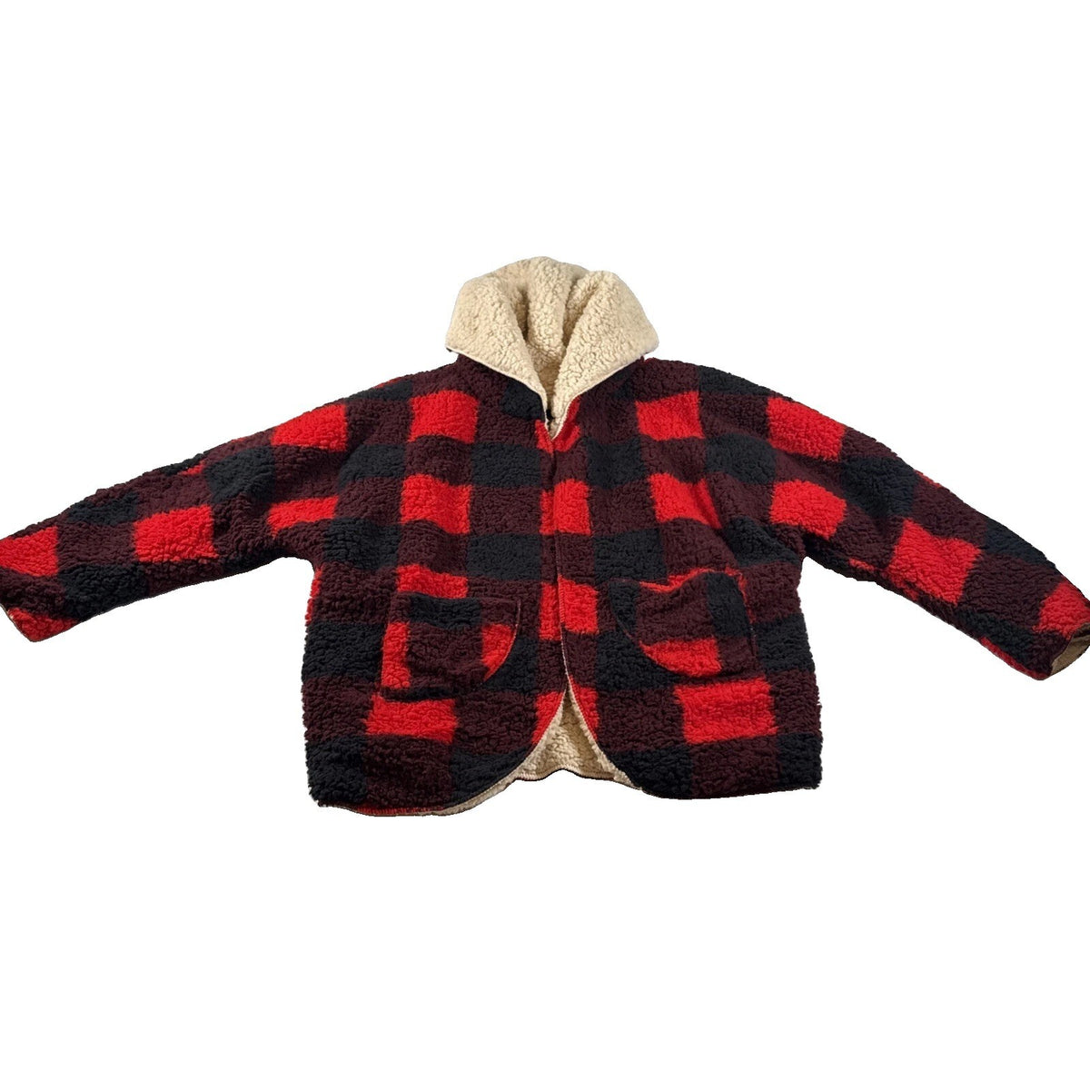 SweetRain Fleece Hooded Jacket Plaid Sz S Pre Owned Very Clean