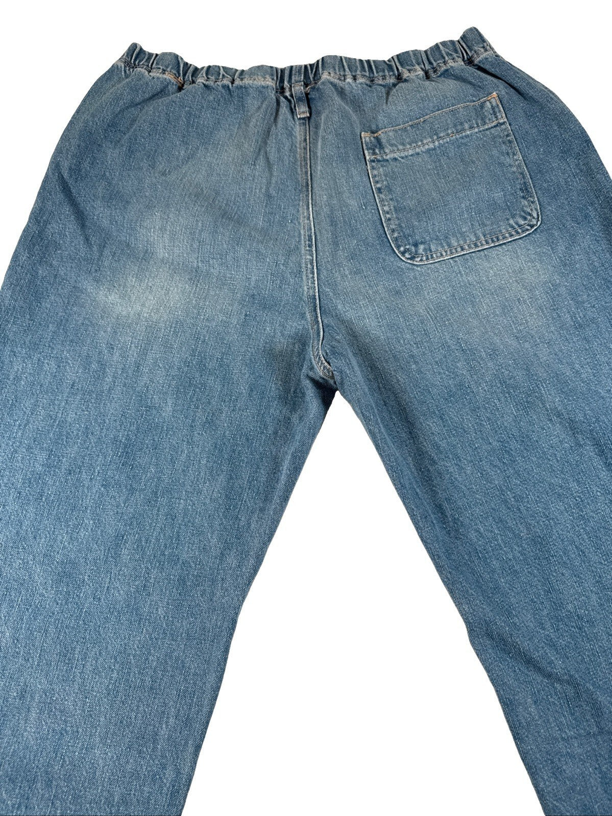 Zara Womens Wide Leg Denim Pullon Jean Pants HIppie Boho Size US 12 Pre Owned