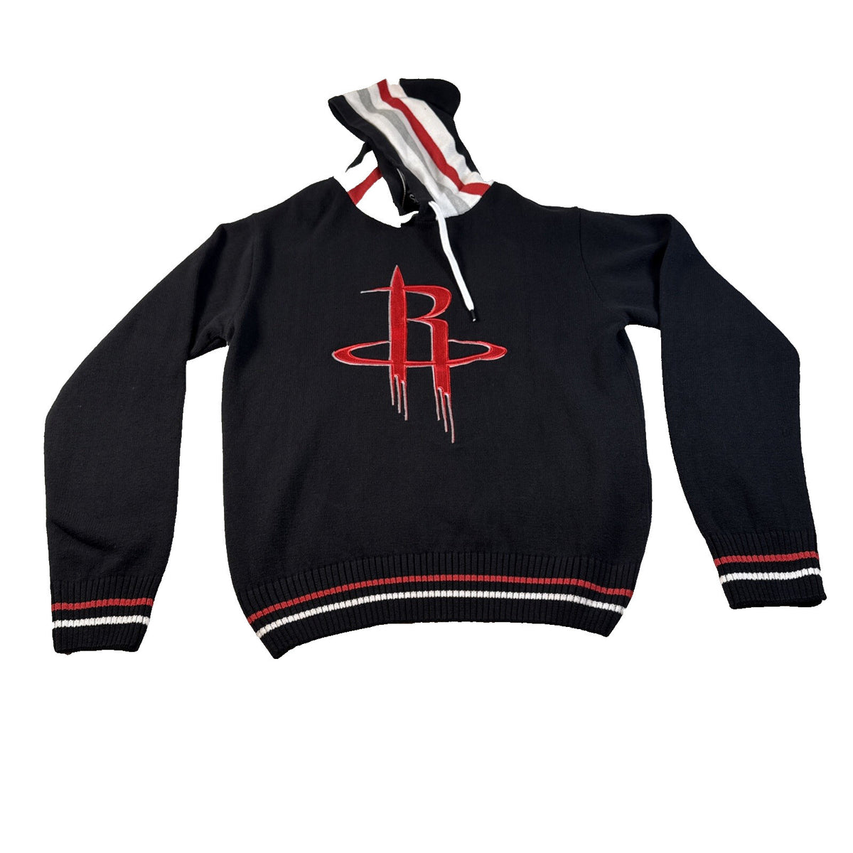 FISLL Mens NBA ROCKETS  Pull Over Sweater Black Knit Hoodie Size L New With Tag