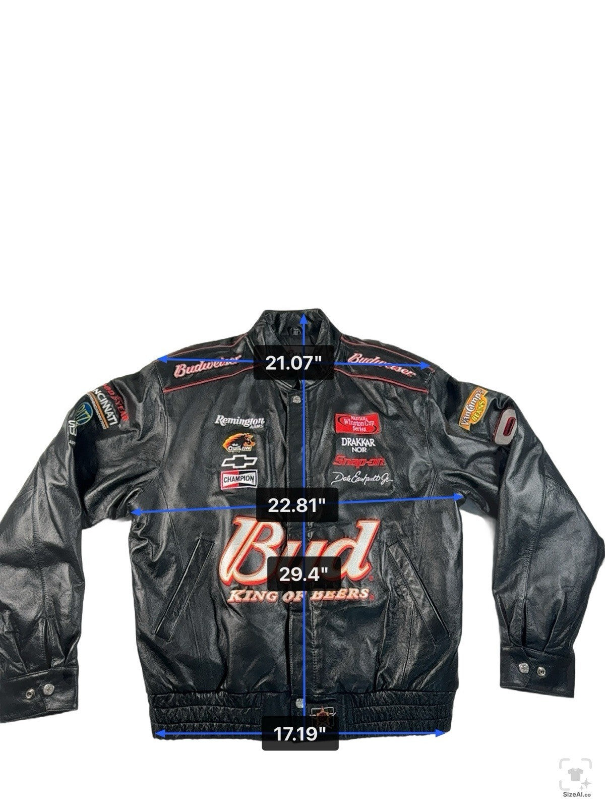 Chase Authentic Dale Earnhardt Bud King Of Beers NASCAR Jacket Black M Pre Owned