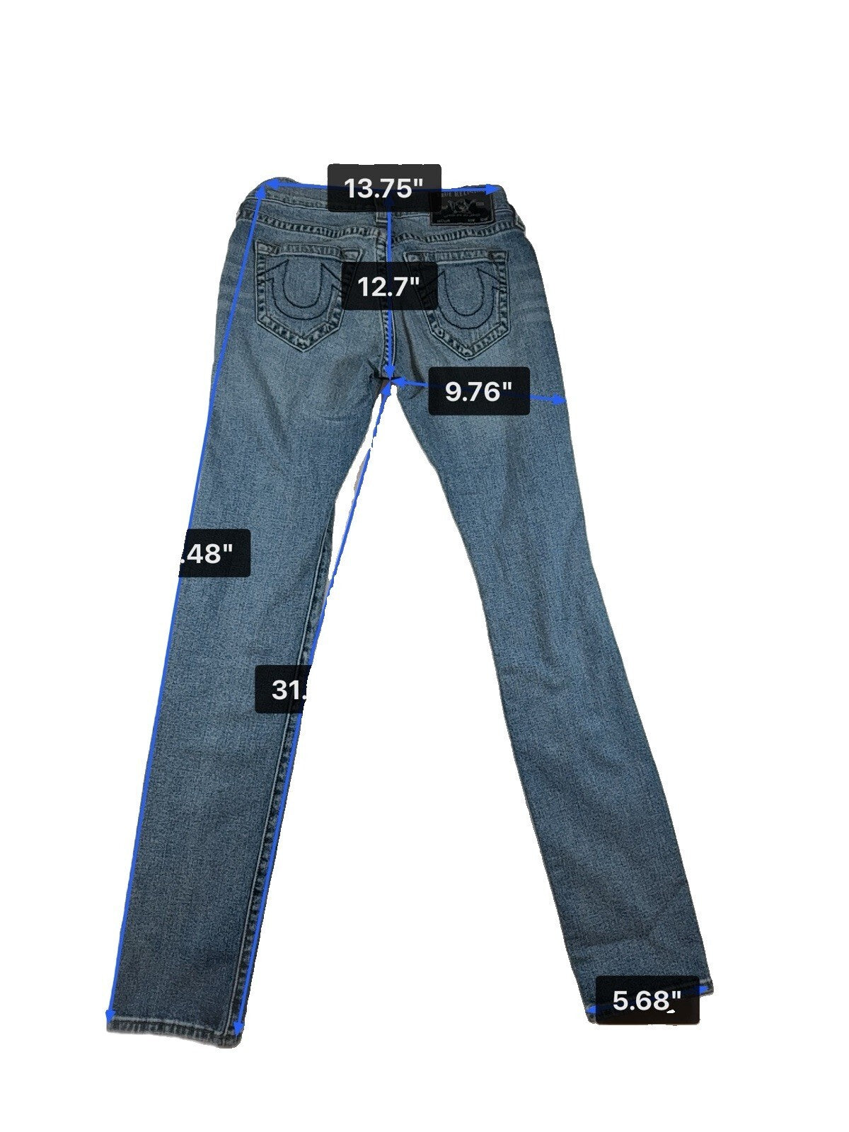 True Religion Rocco Womens Blue Jeans Relaxed Skinny Sz 28 Pre Owned