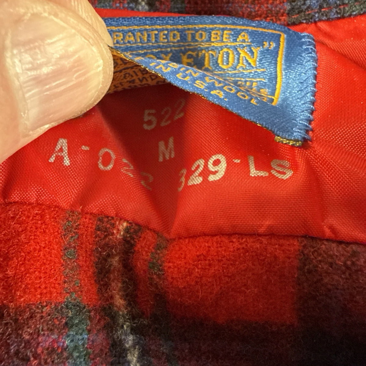 Men Pendleton 70's Check Flannel Plaid Shirt Red× Navy Wool Size M Pre Owned