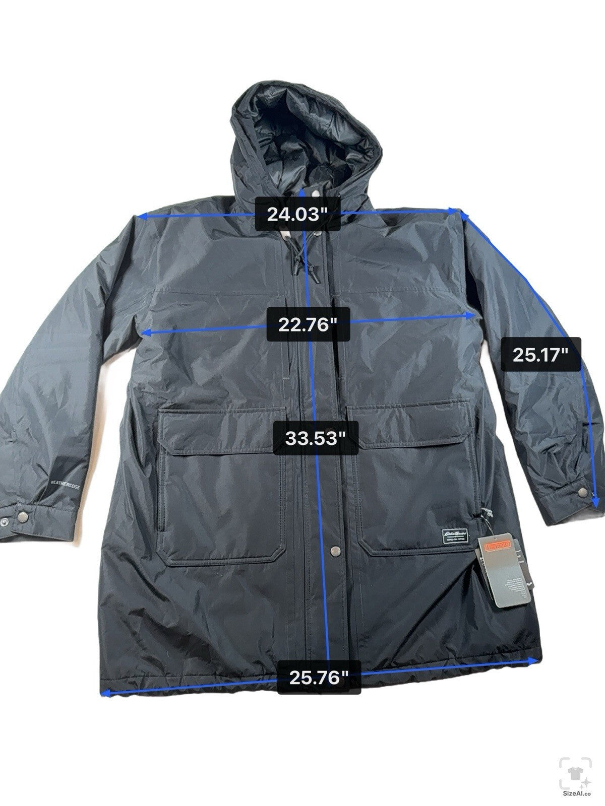 Eddie Bauer Men’s Rainfoil Insulated Parka Coat Size XL Black NWT