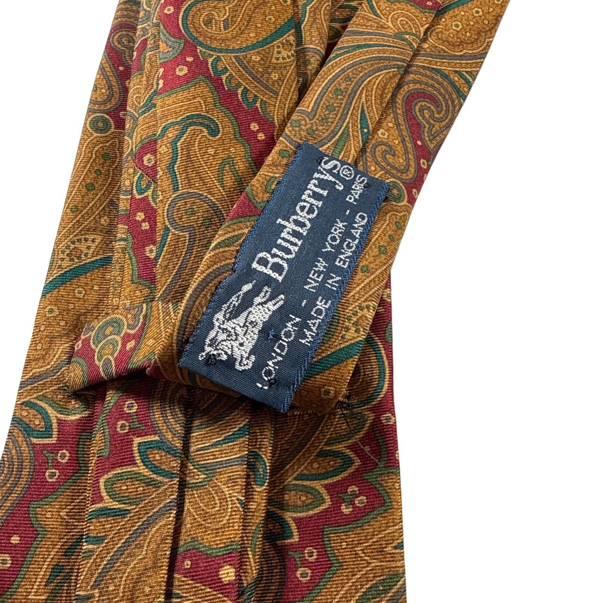 Burberry Men’s Silk Tie British Burberry Old Money Tie Burgundy/Gold Pre Owned